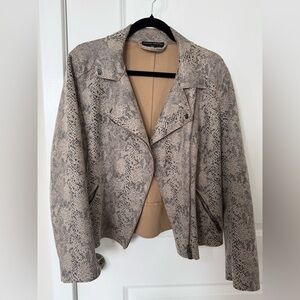 Catherine Malandrino Beige Snake Print Leather Jacket
